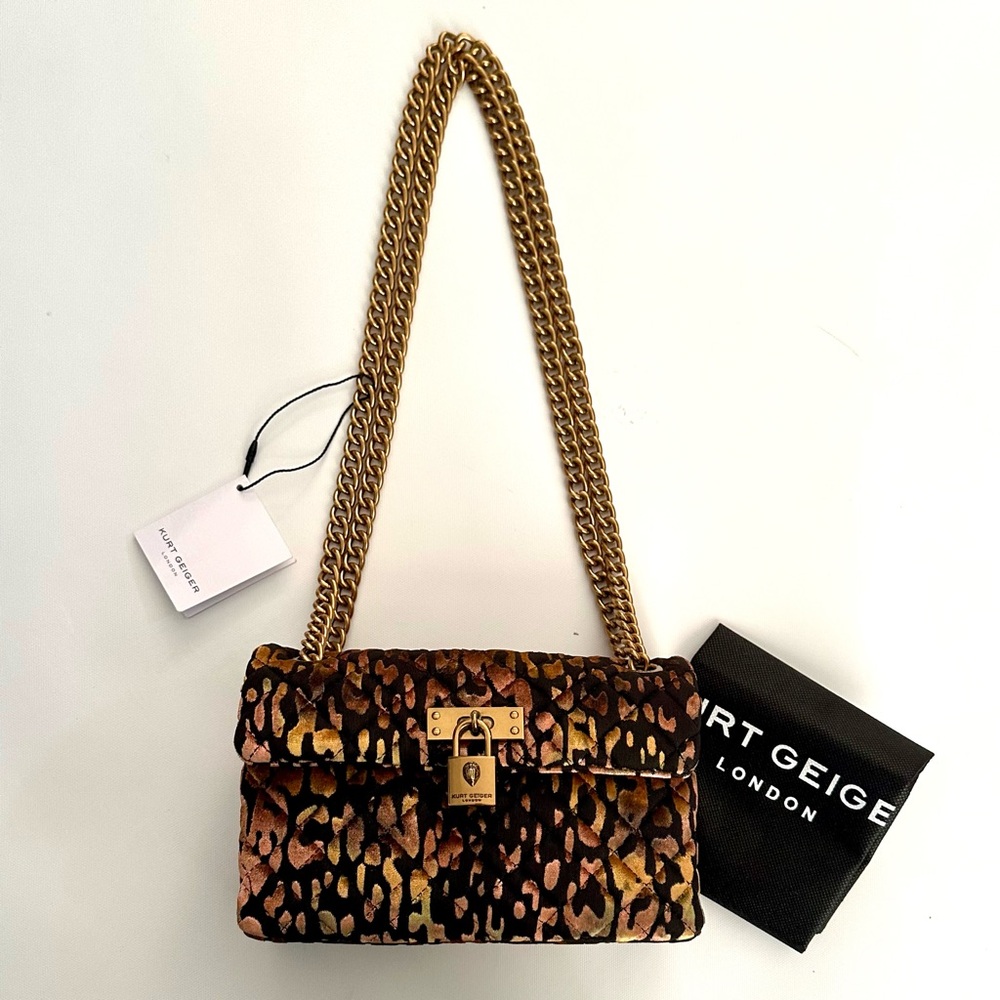 Kurt Geiger London Leopard Print Velvet Mini Brixton Crossbody Bag